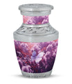 Classic purple butterflies urn for human ashes.