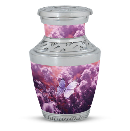 Classic purple butterflies urn for human ashes.