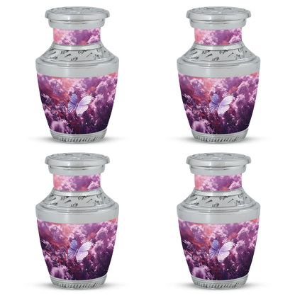 Classic purple butterflies urn for human ashes.