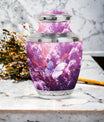 Classic purple butterflies urn for human ashes.