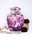 Classic purple butterflies urn for human ashes.