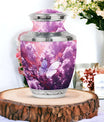 Classic purple butterflies urn for human ashes.