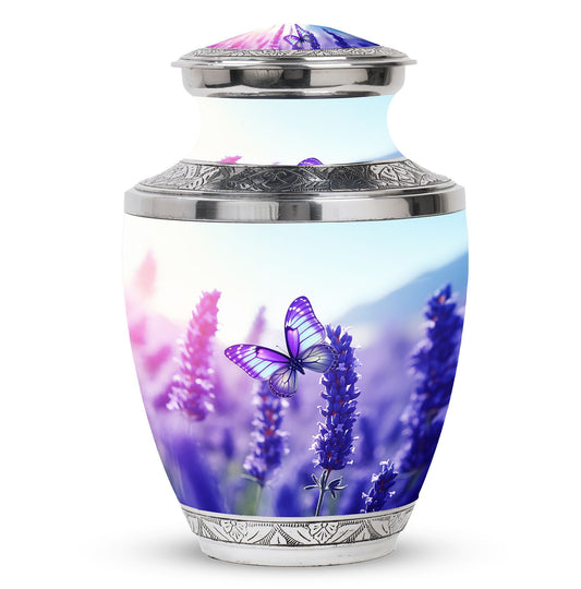 Classic 3-inch Purple Butterflies Aluminium Cremation Urn