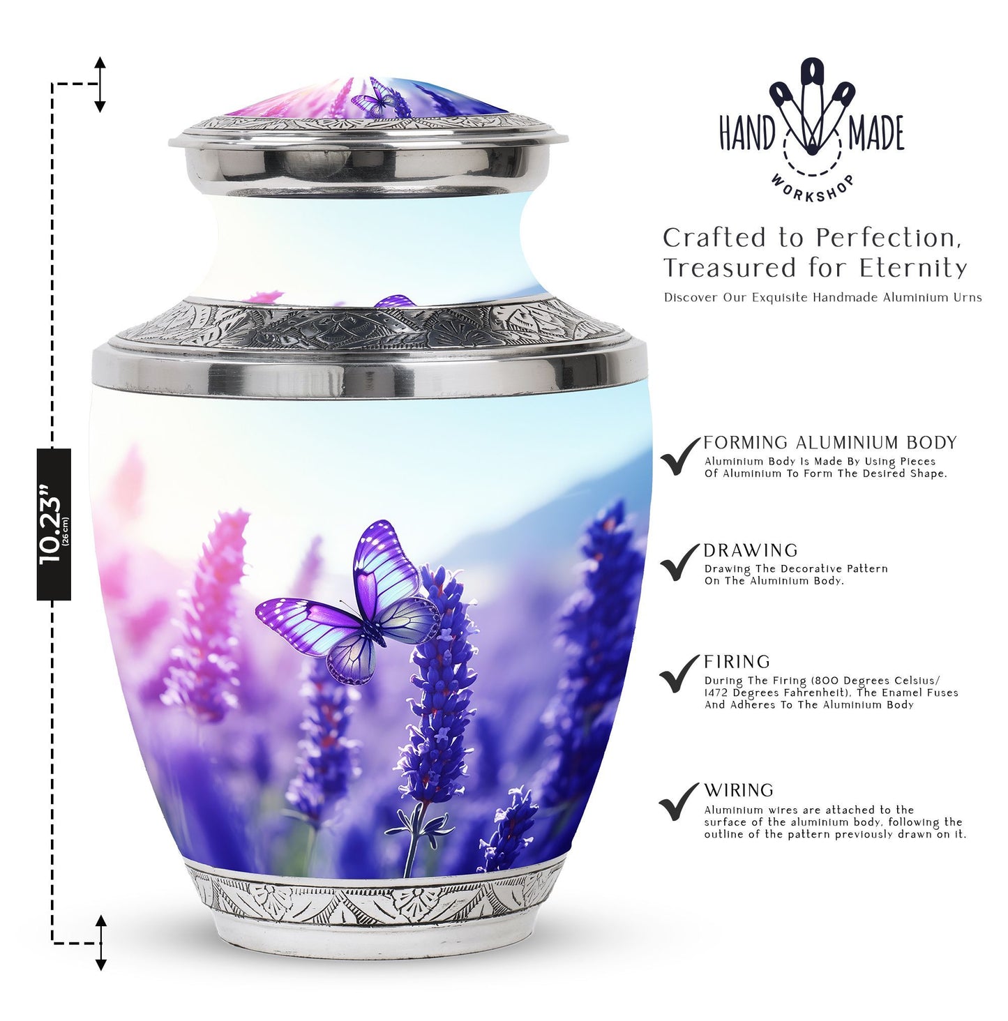 Classic 3-inch Purple Butterflies Aluminium Cremation Urn