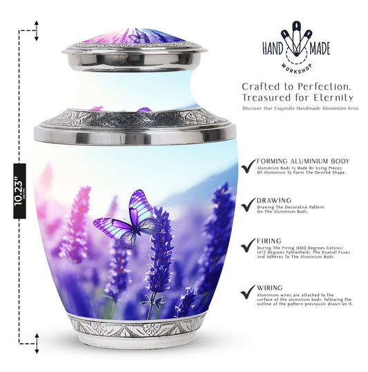 Classic 3-inch Purple Butterflies Aluminium Cremation Urn