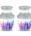 Classic 3-inch Purple Butterflies Aluminium Cremation Urn
