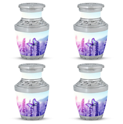 Classic 3-inch Purple Butterflies Aluminium Cremation Urn