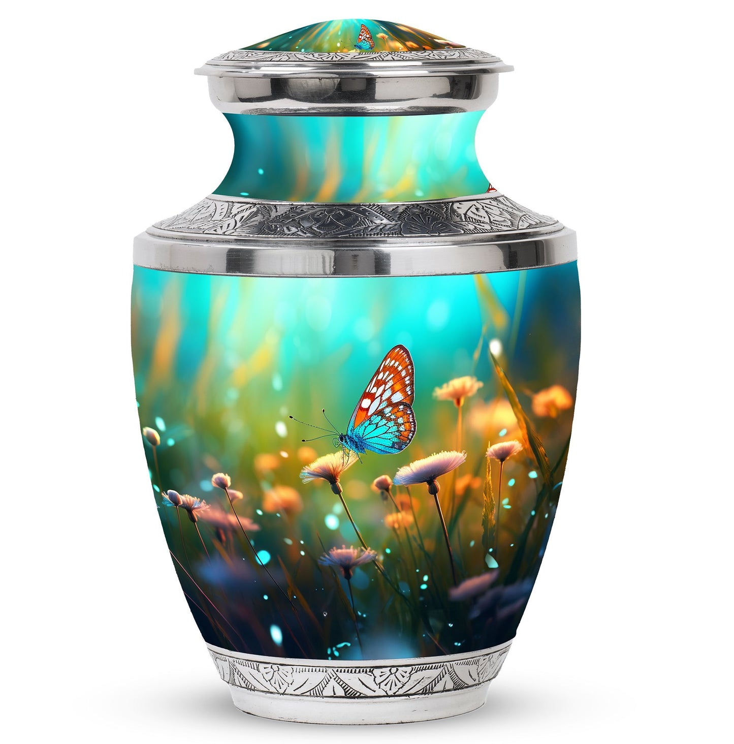 Classic Purple Butterflies Urn, a unique Large Urn for Ashes