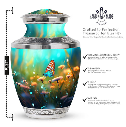 Classic Purple Butterflies Urn, a unique Large Urn for Ashes