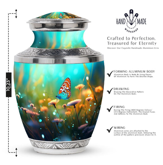 Classic Purple Butterflies Urn, a unique Large Urn for Ashes