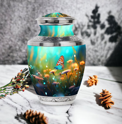Classic Purple Butterflies Urn, a unique Large Urn for Ashes