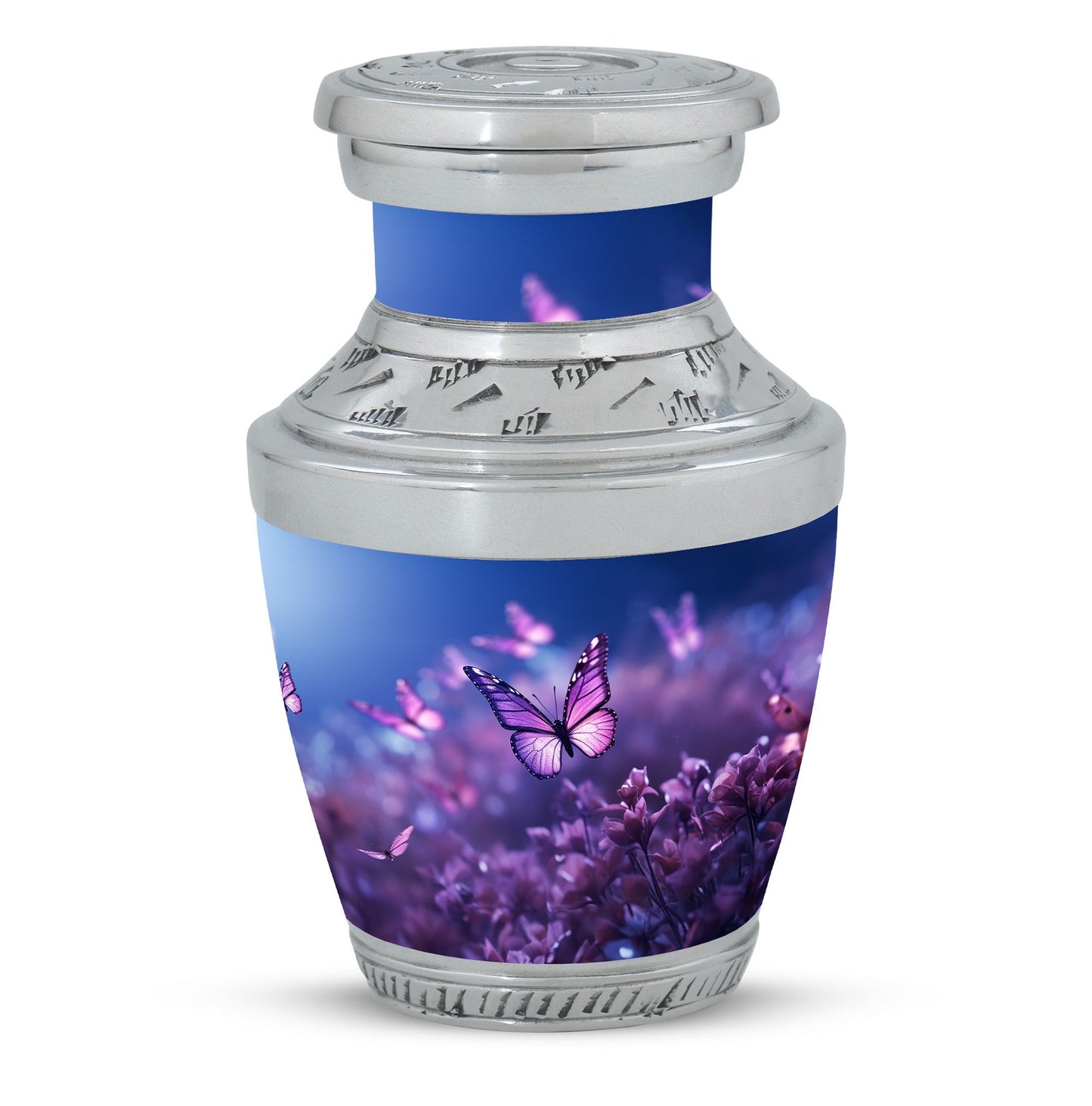 Purple Butterfly Urn for Ashes, 3-inch, Classic Design.