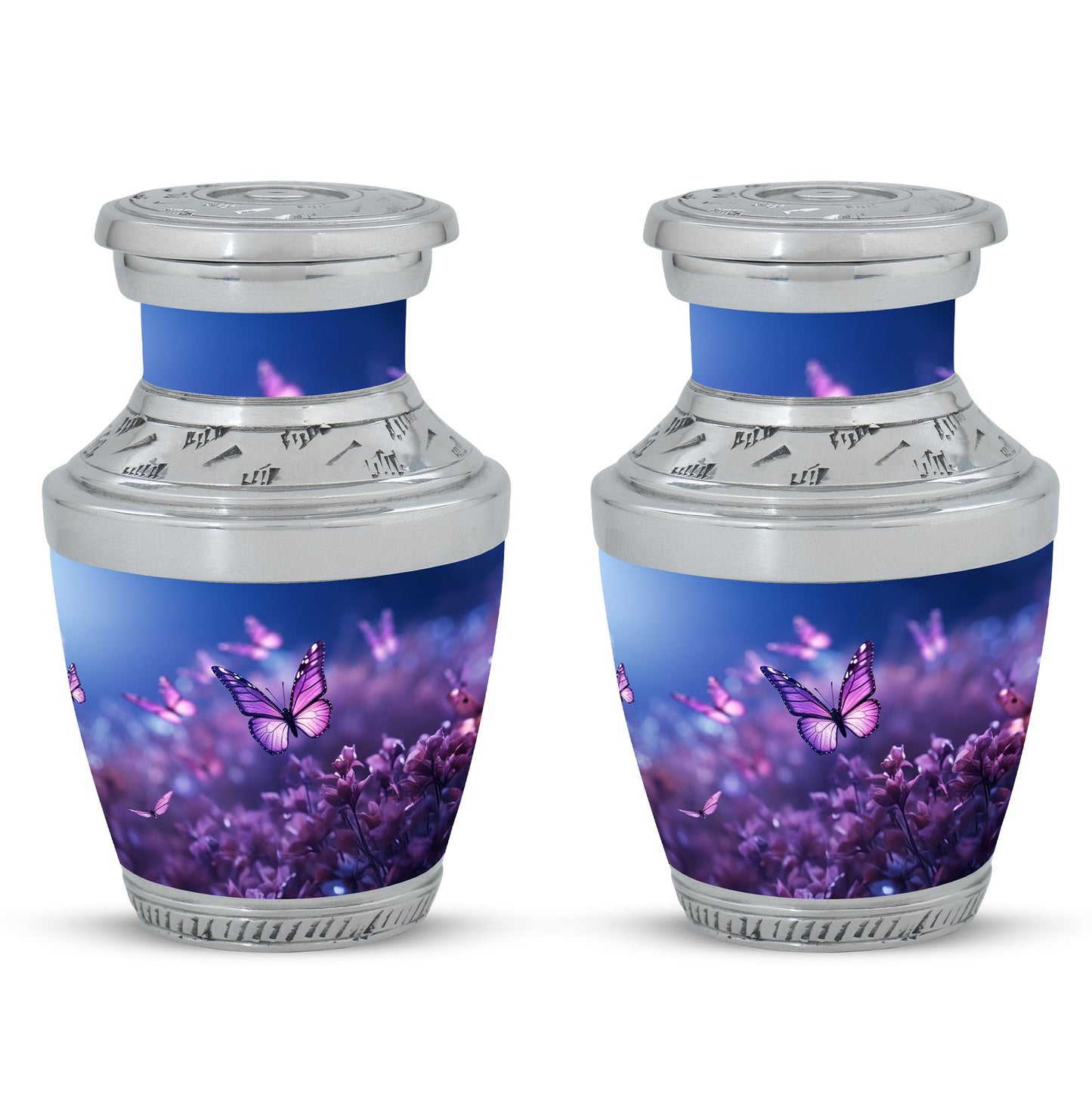 Purple Butterfly Urn for Ashes, 3-inch, Classic Design.