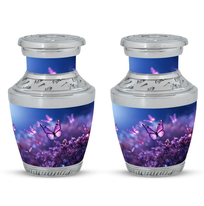 Purple Butterfly Urn for Ashes, 3-inch, Classic Design.