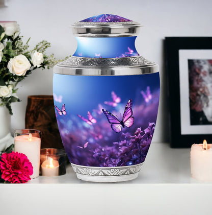 Purple Butterfly Urn for Ashes, 3-inch, Classic Design.