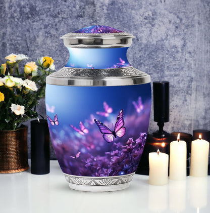 Purple Butterfly Urn for Ashes, 3-inch, Classic Design.