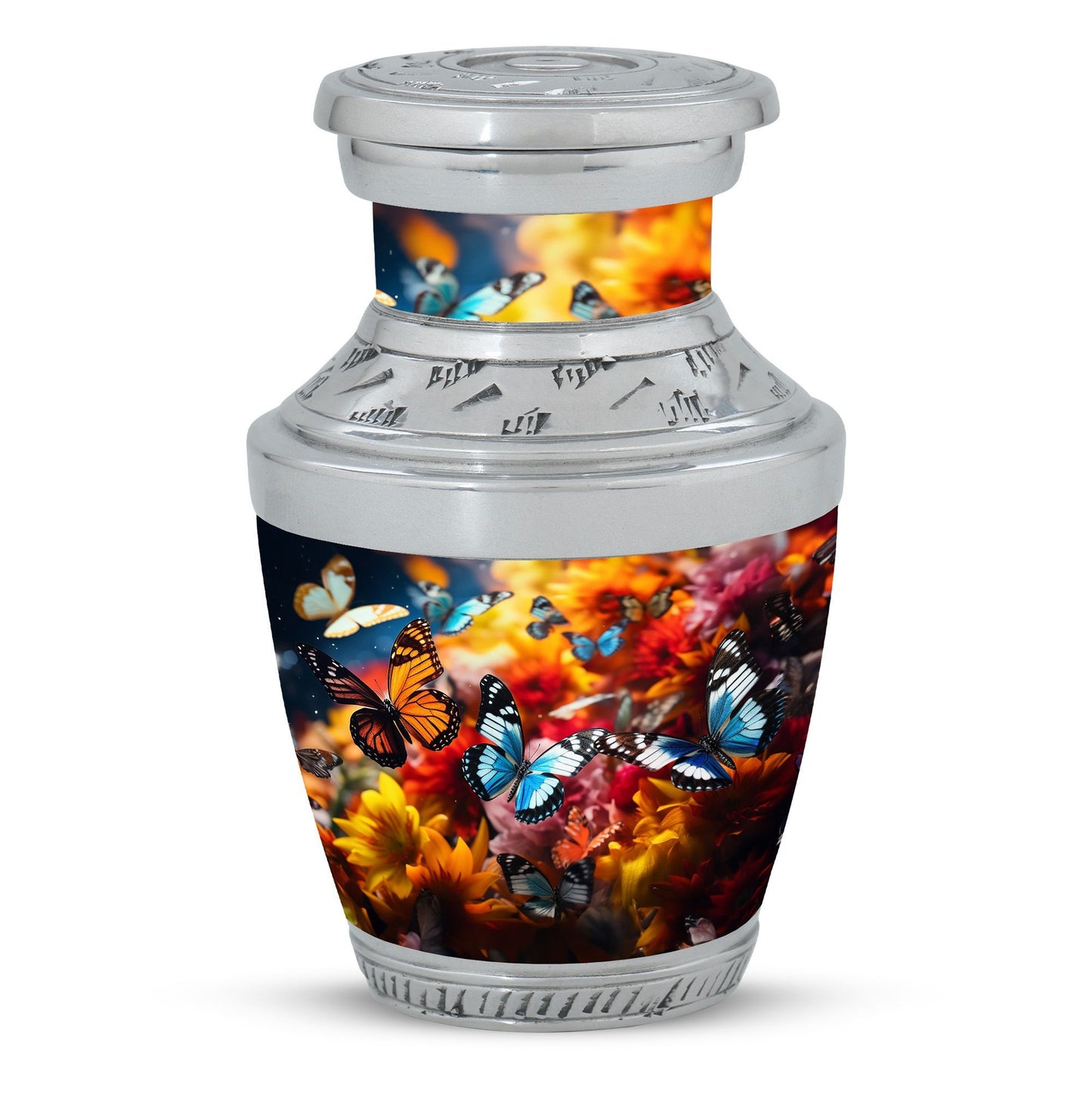 Blue Butterfly Urn, classic large urn for cremation ashes