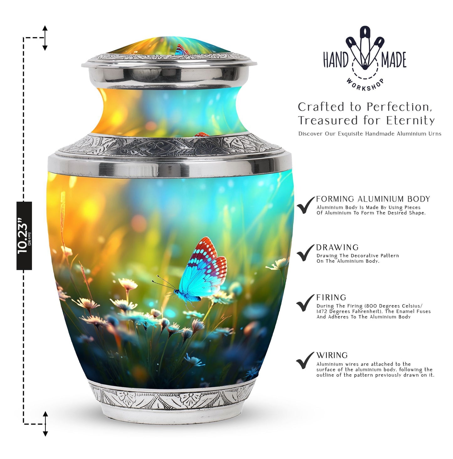 Personalized Butterfly Fly Sunset Meadow Memorial Urn
