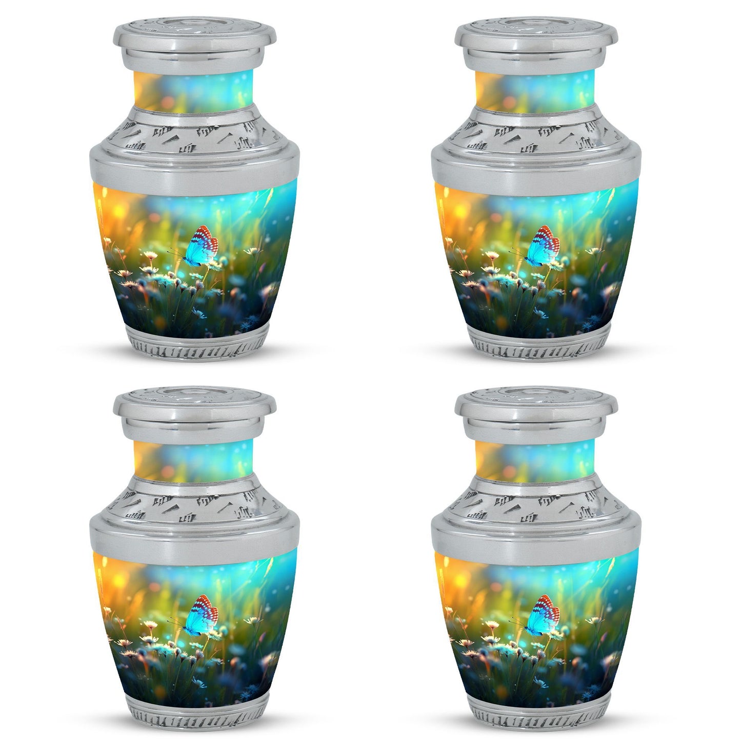 Personalized Butterfly Fly Sunset Meadow Memorial Urn