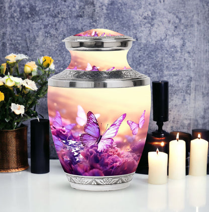 Customizable 3-inch Butterfly in Meadow Urn for Human Ashes.