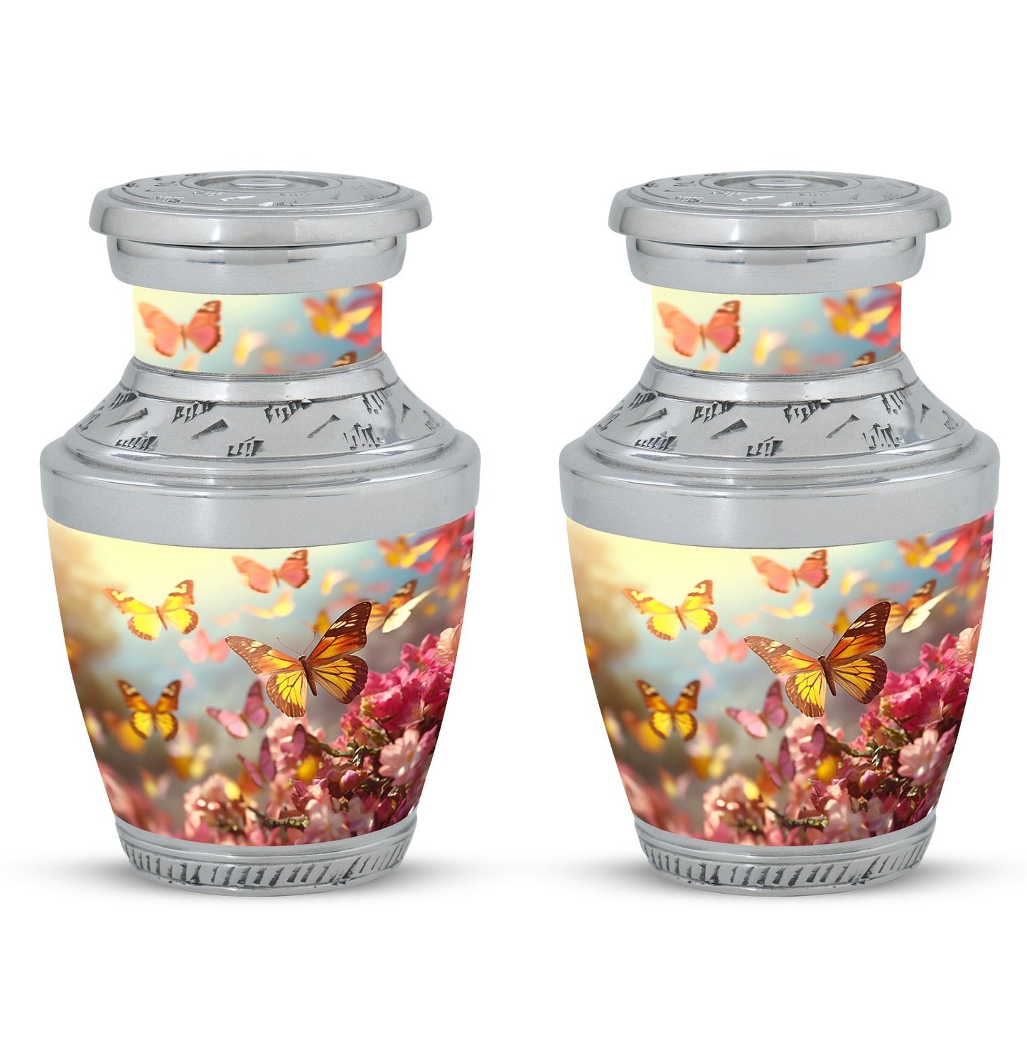 Colorful Butterflies Urn for cremation, a 10 inch large urn