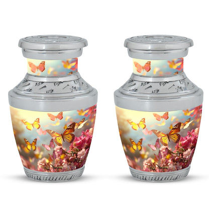 Colorful Butterflies Urn for cremation, a 10 inch large urn