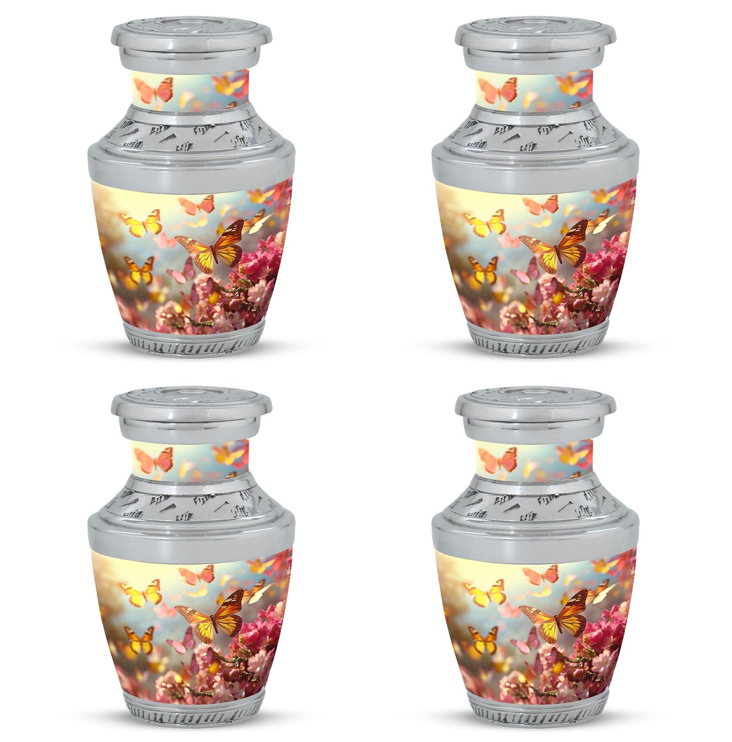 Colorful Butterflies Urn for cremation, a 10 inch large urn