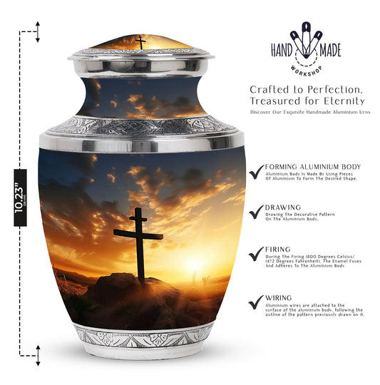 Large classic Christ Urn in blue sky