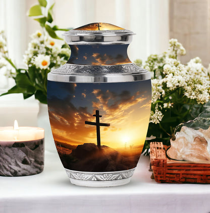 Large classic Christ Urn in blue sky