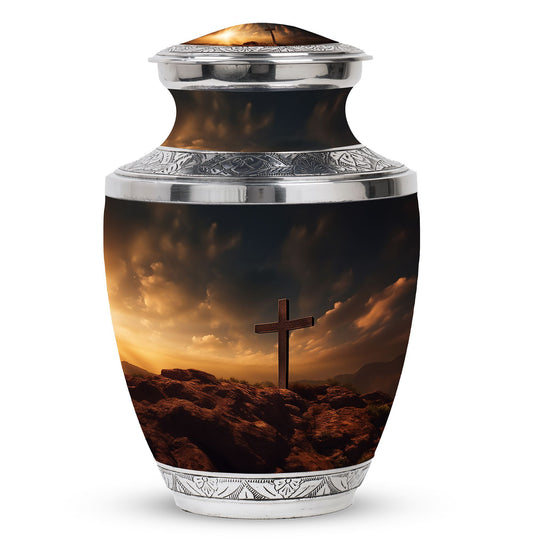 Jesus Crucifixion 3-inch Classic Aluminium Urn