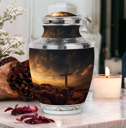Jesus Crucifixion 3-inch Classic Aluminium Urn