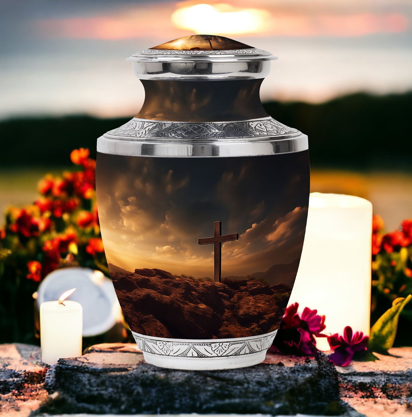 Jesus Crucifixion 3-inch Classic Aluminium Urn