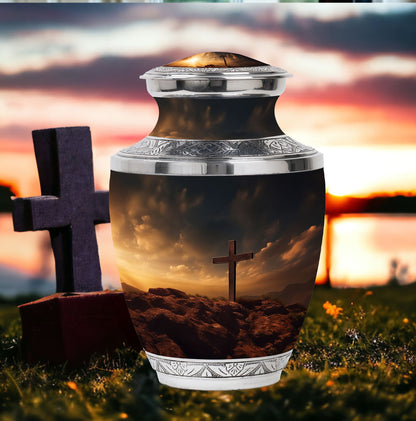 Jesus Crucifixion 3-inch Classic Aluminium Urn
