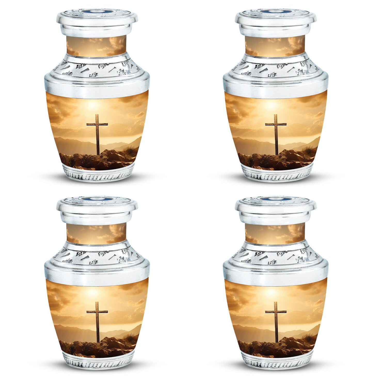 Christ Cross Urns for Ashes in aluminium.