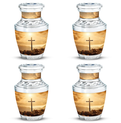 Christ Cross Urns for Ashes in aluminium.