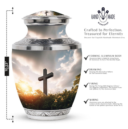 Classic 3-inch Jesus Christ Cross Cremation Urn.