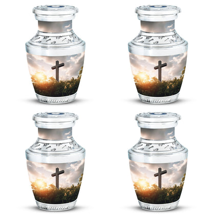 Classic 3-inch Jesus Christ Cross Cremation Urn.