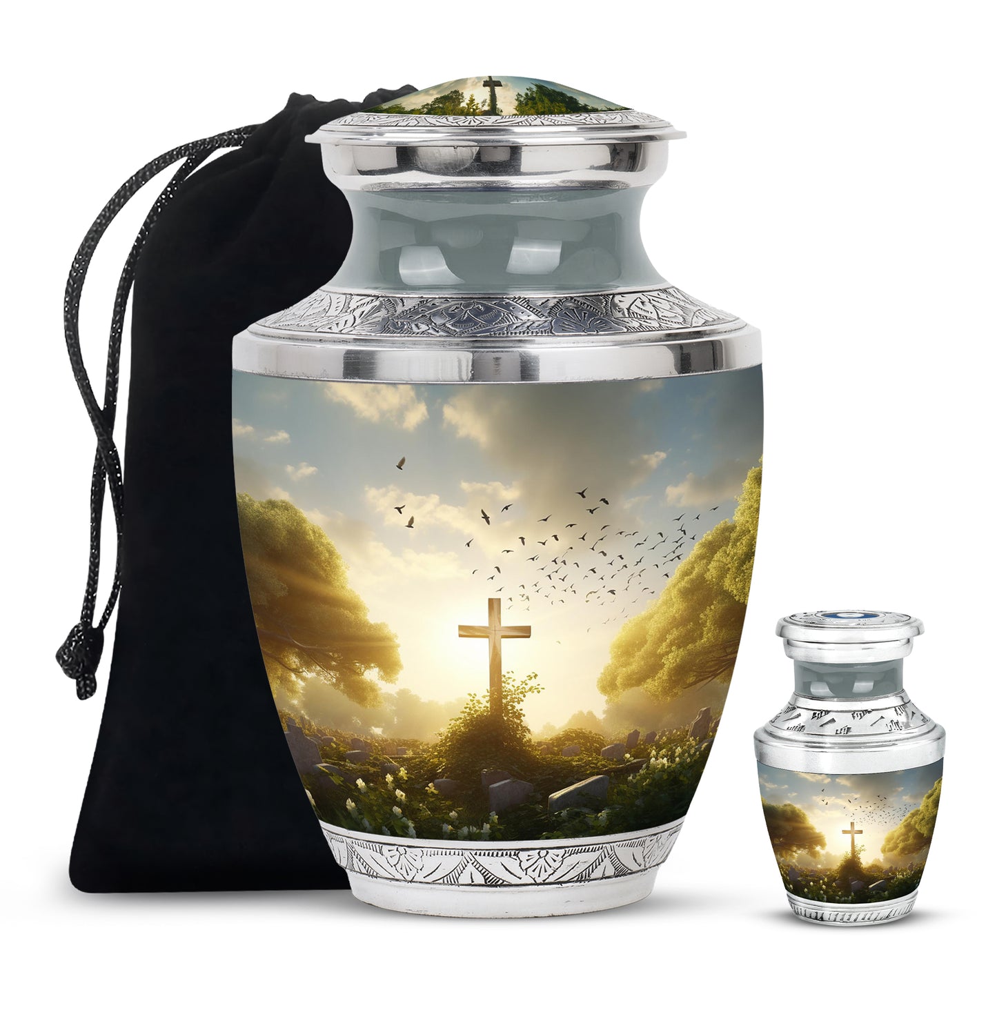Personalized Religious Cremation Urn for Human Ashes - 10-inch, 200 cu in - Yatskia