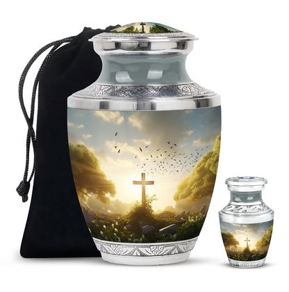 Personalized Religious Cremation Urn for Human Ashes - 10-inch, 200 cu in - Yatskia