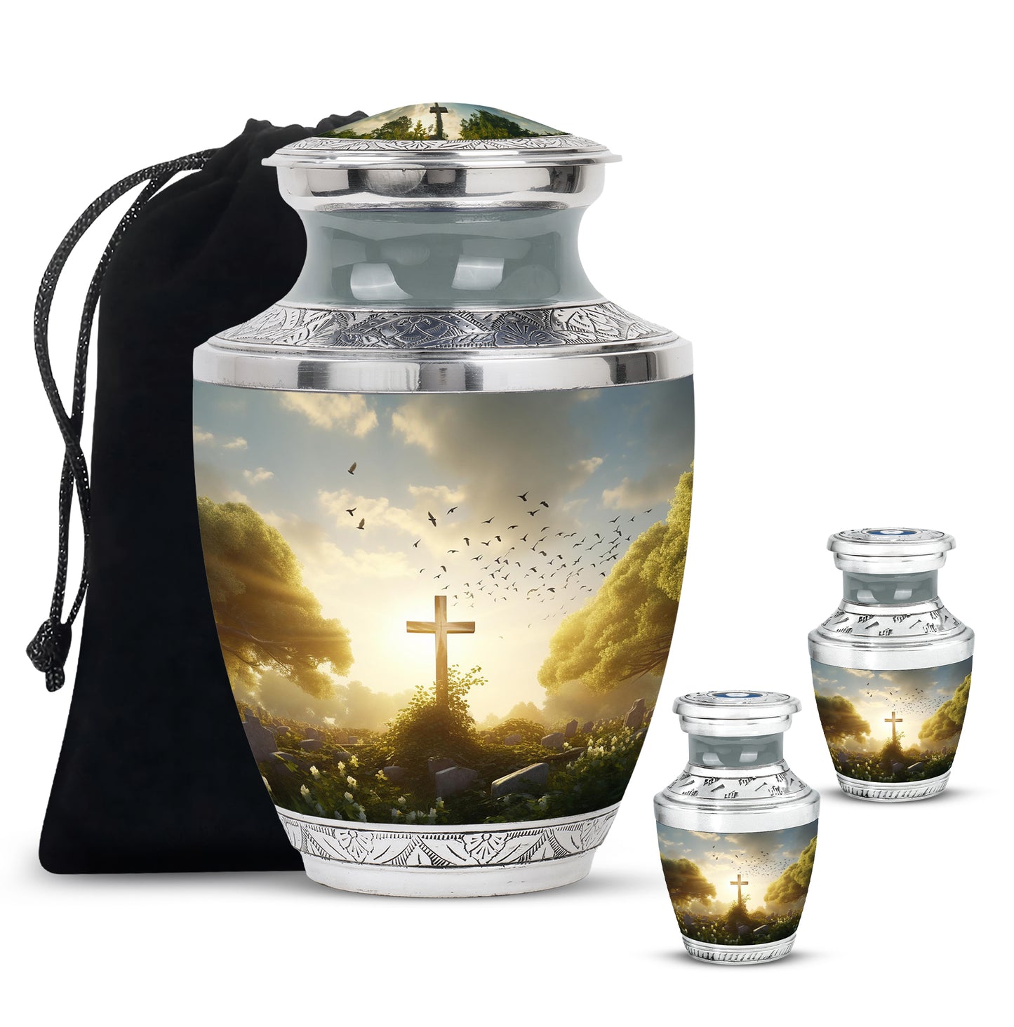 Personalized Religious Cremation Urn for Human Ashes - 10-inch, 200 cu in - Yatskia