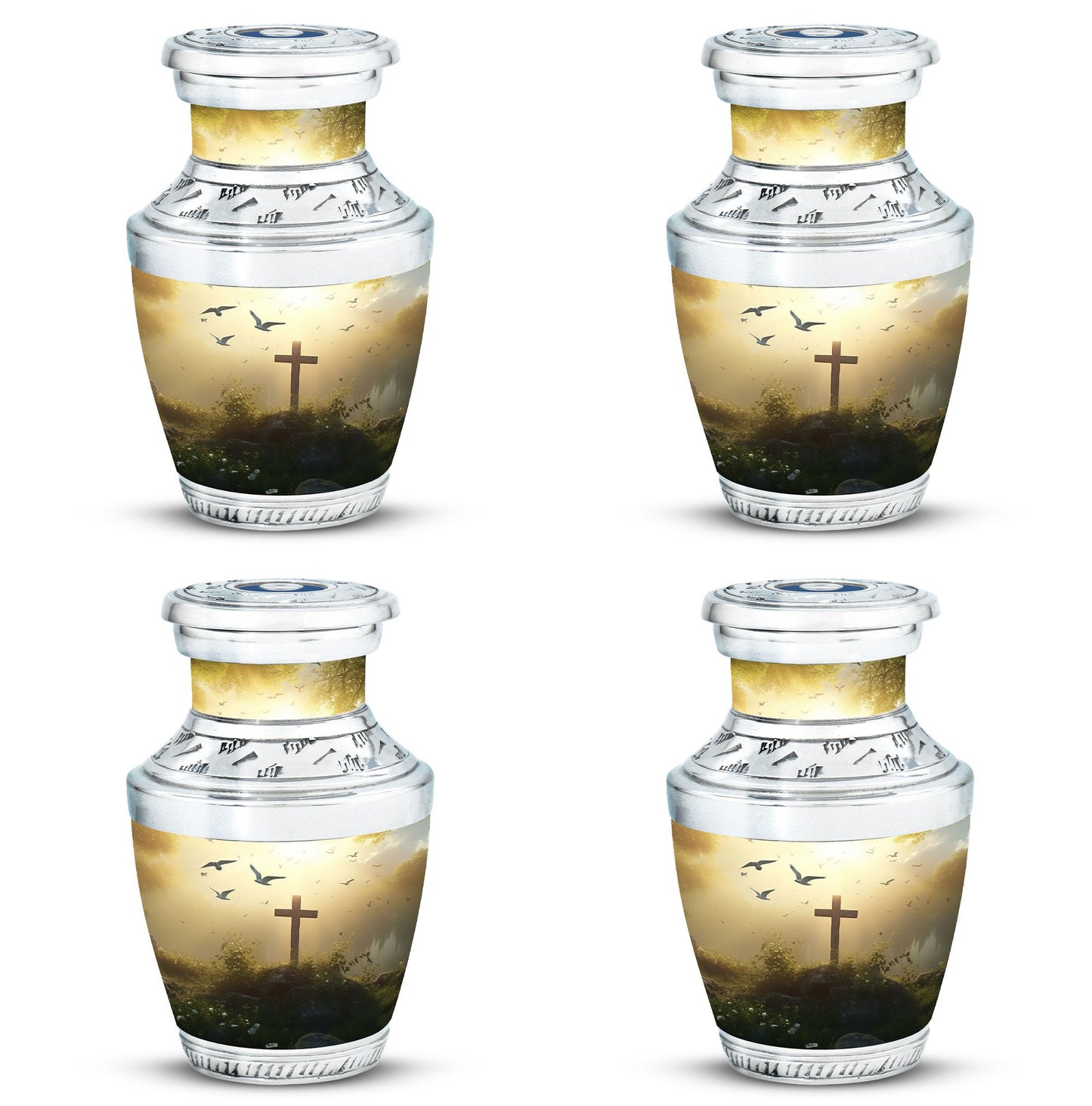 Classic Urn for Ashes, Jesus Christ Cross Design.