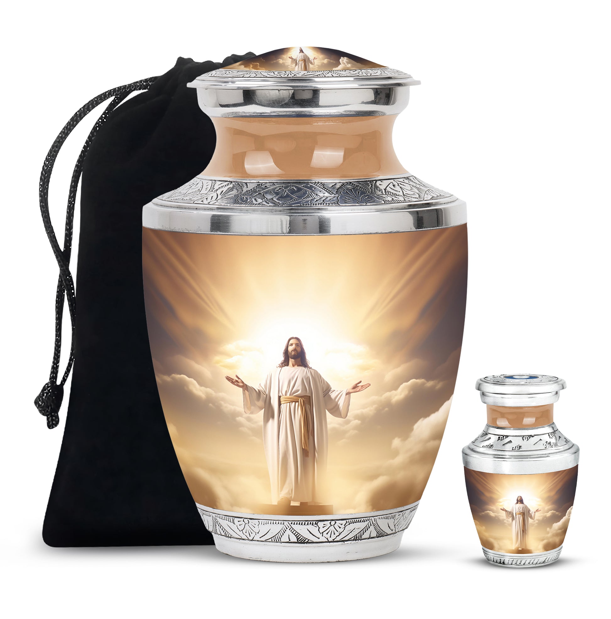 Christian Jesus Memorial Urn - Religious Funeral Urns For Human Ashes
