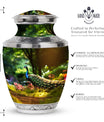 Classic 3-inch aluminium Peacock Memorial Urn.