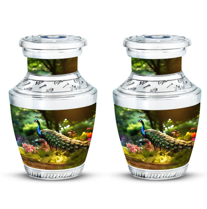 Classic 3-inch aluminium Peacock Memorial Urn.