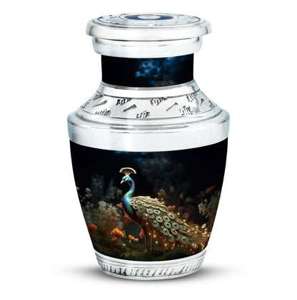 Classic 10-inch peacock urn for ashes.