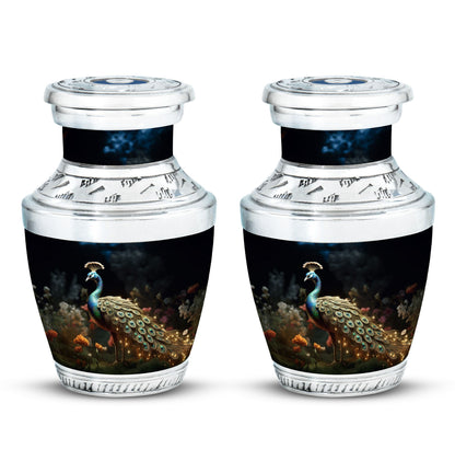Classic 10-inch peacock urn for ashes.