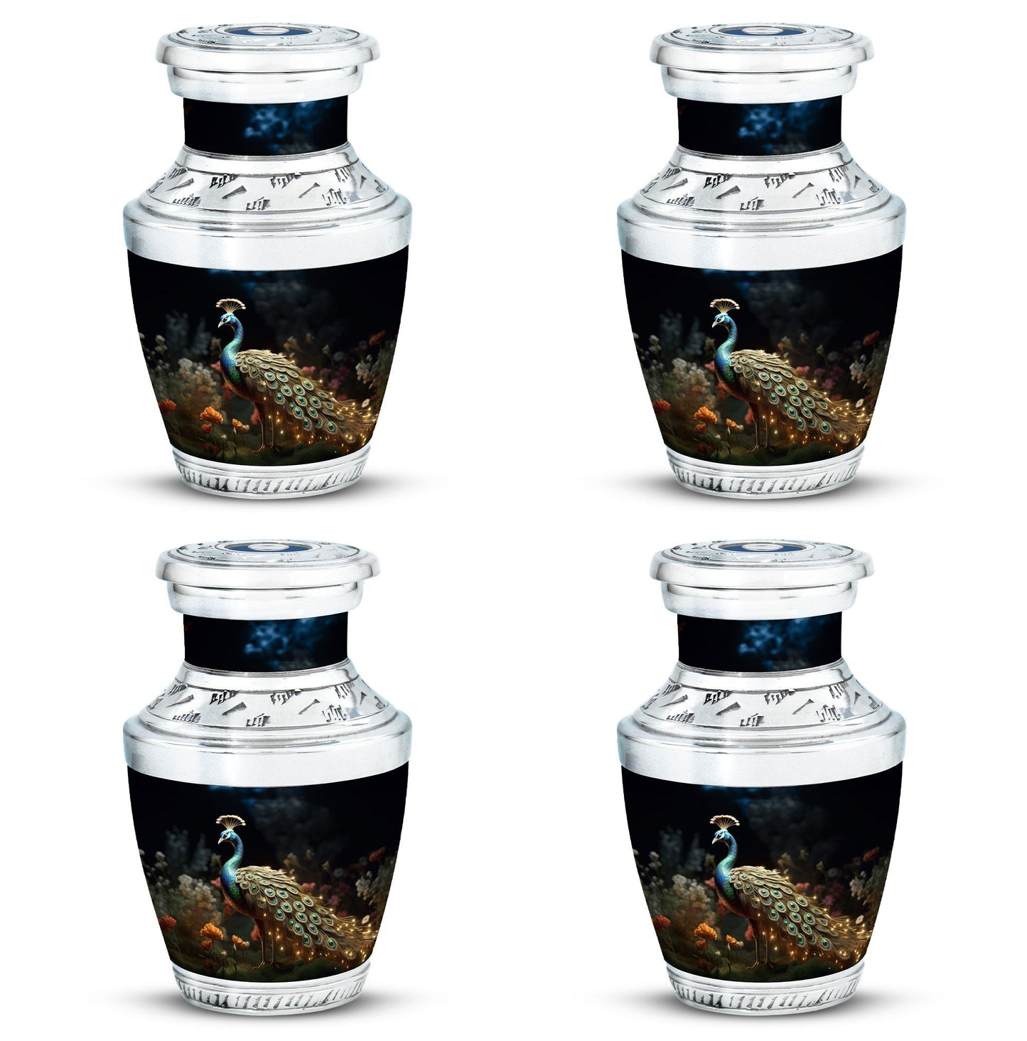 Classic 10-inch peacock urn for ashes.