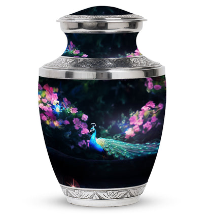 Personalizable Peacock Classic Urn for Cremation Ashes.