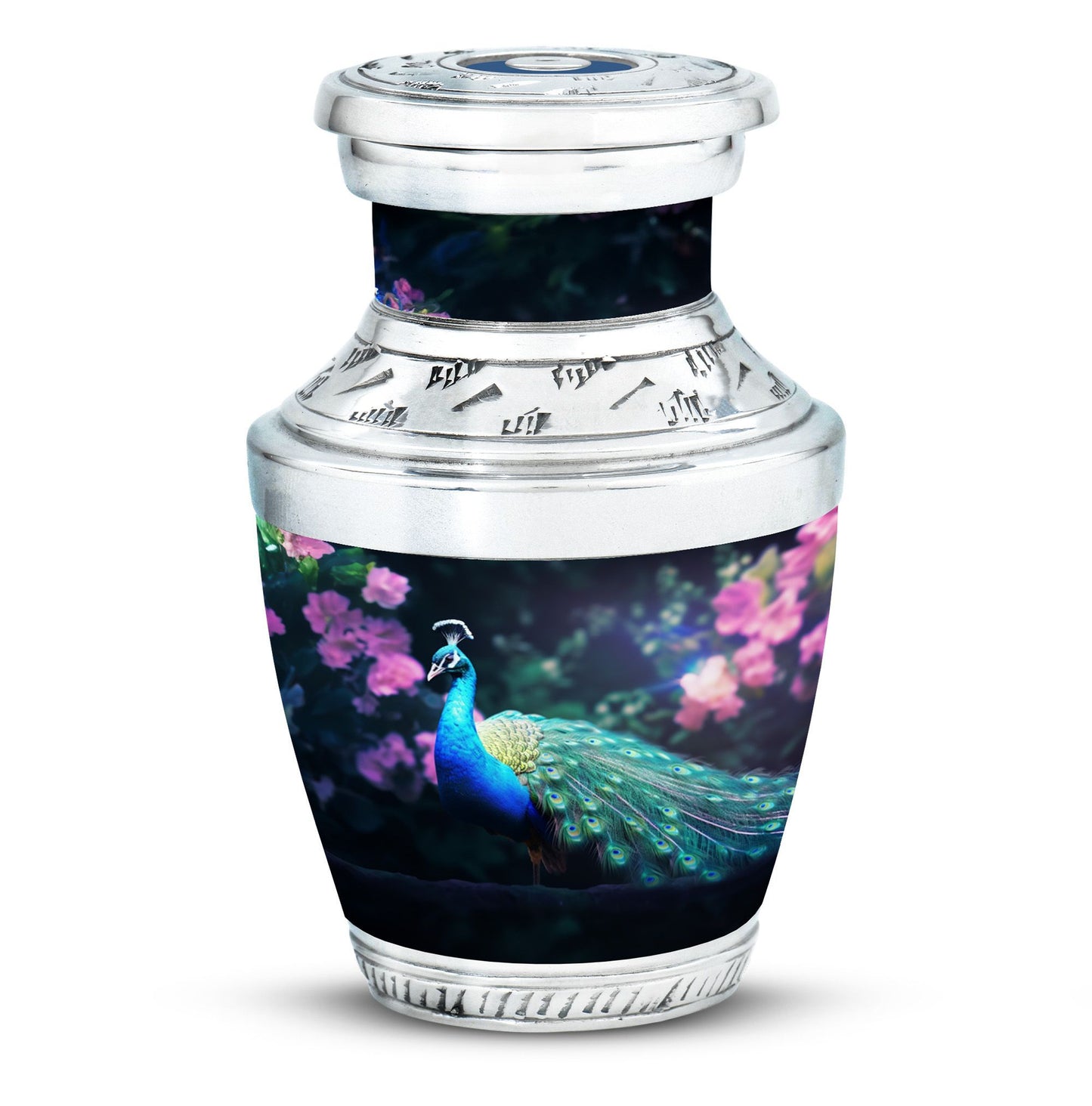 Personalizable Peacock Classic Urn for Cremation Ashes.