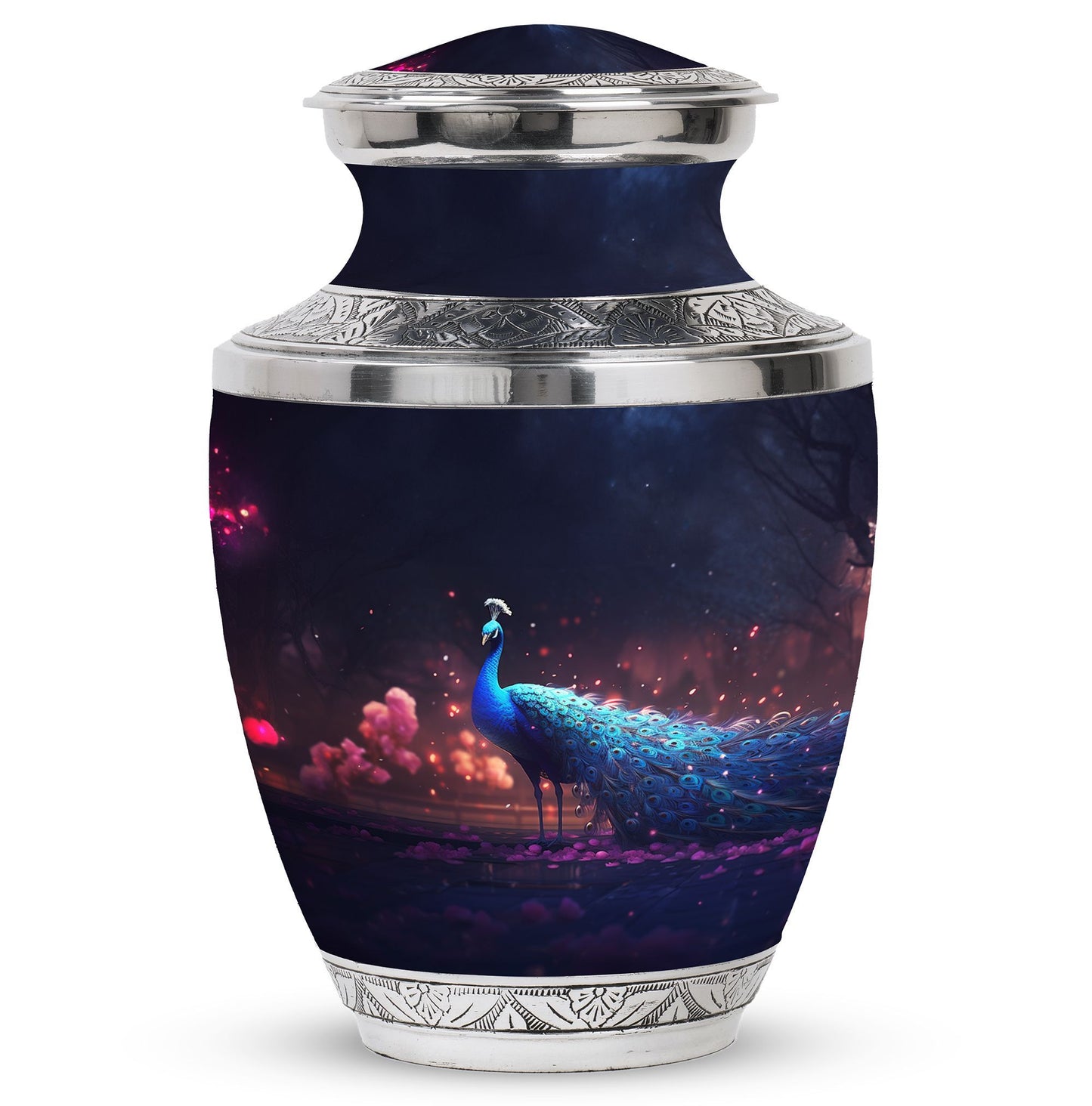 Regal 3-inch Peacock Cremation Urn Made from Aluminium.